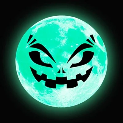 Image of a r Halloween Moon Stickers Glow in the Dark Scary Funny Ghost Face Sticker Shape PVC Decoration for Wall Door Window