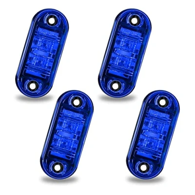 Image of Side Marker Lights 12V Blue,4PCS Oval LED Front Rear Lamps Indicator of Position Light Recovery Truck IP65 for Trailer Van Caravan Lorry Car Bus