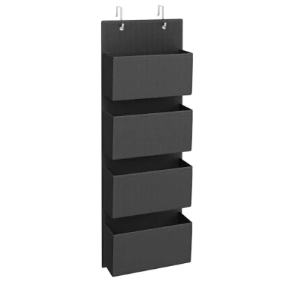 Image of SONGMICS Over Door Storage Organisers, Set of 2, Hanging with 4 Compartments, Wardrobe for Bedroom, Office, 12 x 33.5 100 cm, Ink Black RDH004B02