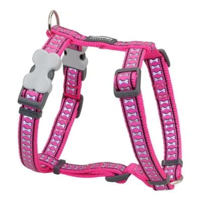 Image of Red Dingo Dog Harness Reflective Bones, Hot Pink, Large 25mm