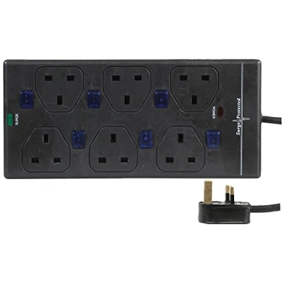 Image of PRO ELEC PELB1760 6 Way Extension Lead, Individually Switched with Surge Protection