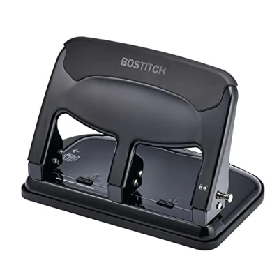 Image of Bostitch Office EZ Squeeze 40 Sheet 3 Hole Punch, Heavy Duty, Black