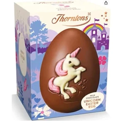 Image of Thorntons Unicorn Large Chocolate Easter Eggs for Her, Egg Hunt Kids, Girls, Gift Daughter, Granddaughter, Niece 151g