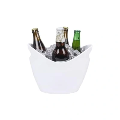 Image of Drink Bucket for Party,Plastic Ice Wine Cooler with Handle Champagne Parties Home Bar Picnic Cooling Beer White 3L