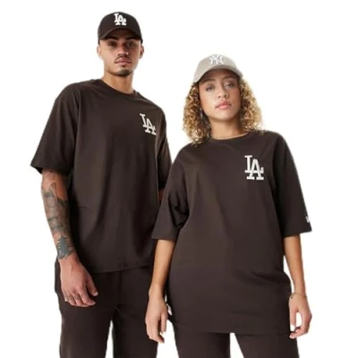 Image of New Era Unisex MLB Leauge Essential Oversize Tee Los Angeles Dodgers Brown