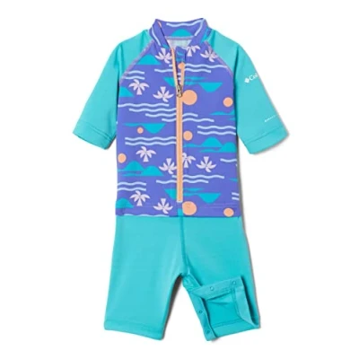 Image of Columbia Baby Sandy Shores Sunguard Suit Hiking Shirt, Paisley Purple Seaside/Geyser, 0 3 Months