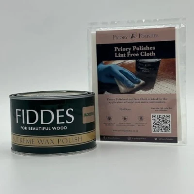 Image of Fiddes Supreme Jacobean Wax 400ml + Free Priory Polishes© Lint Cloth