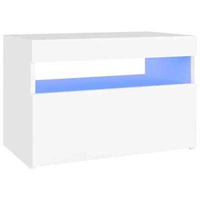 Image of vidaXL White TV Cabinet with RGB LED Lights, Engineered Wood Construction, Ample Storage for Media Devices, Modern Design