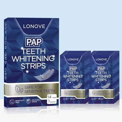 Image of LONOVE Professional Teeth Whitening Strips 7 Treatments Enamel Safe 14 Non Sensitive Dentist Formulated Kit Tooth Strip