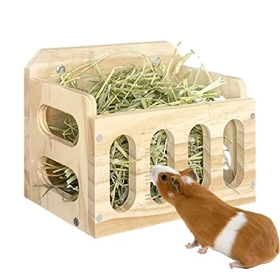 Image of Dirfuny Wooden Hay Rack for Hutch / Run Rabbit Guinea Pig Rodent
