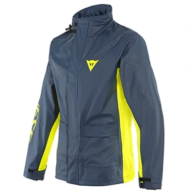Image of Dainese Storm 2 Unisex Jacket, Motorcycle Rainproof for Men and Women, Black Iris/Fluo Yellow, M