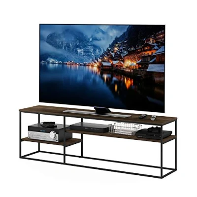 Image of Furinno Moretti Modern Lifestyle TV Stand, Unit for up to 78 Inch, Columbia Walnut