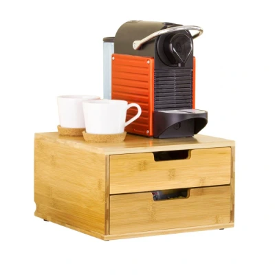 Image of Coffee Machine Stand &amp; Pod Capsule Teabags Organiser 2 Drawers, FRG82 N Sobuy