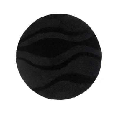 Image of RugVista Bath Mat Breeze, ∅ 36&quot;, 90 cm, Round, Medium pile, Anti slip, Modern Mat, Machine washable up to 30C, 100% Cotton, Black