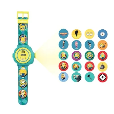 Image of Lexibook, Despicable Me Minions, Adjustable Projection Watch Digital Screen, 20 Images, for Children, Yellow/Blue, DMW050DES