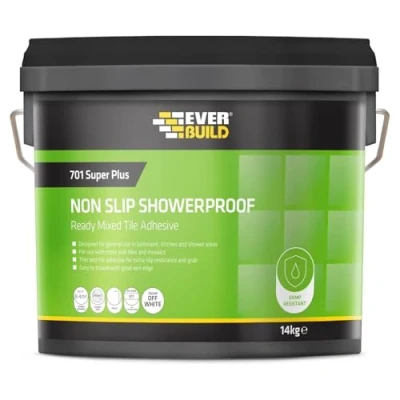 Image of Everbuild 701 Non Slip Tile Adhesive Ready Mixed Acrylic Based Easy To Apply High Strength White 14kg