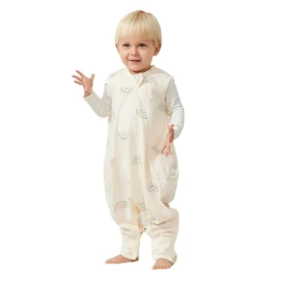 Image of Duomiaomiao Summer Sleeping Bag with Legs 0.5 Tog, Baby Feet, Cotton Toddler Bag, Sleeveless Wearable Blanket Breathable for Unisex Girls Boys 6 12 Months, Rainbow