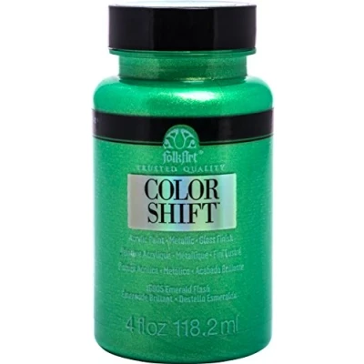 Image of Plaid Folkart Colour Shift Acrylic Paint, Emerald, 4oz/118.2ml