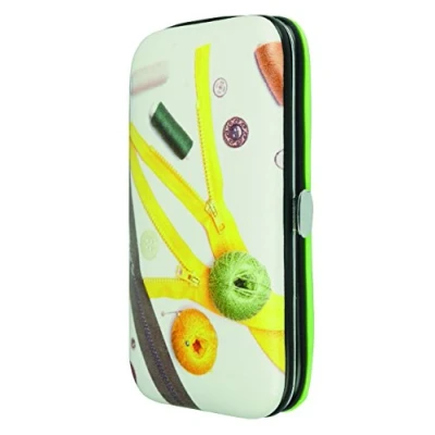 Image of Kleiber Zip Print Sewing Kit, Metal, Yellow, 12 x 7 3 cm