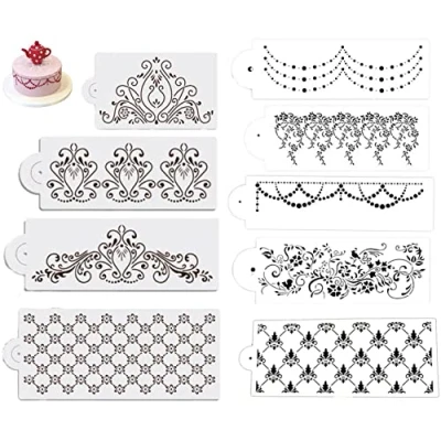 Image of YKKJ Cake Decorating Tool, 9 PCS Stencil for Wedding Birthday Party Decoration