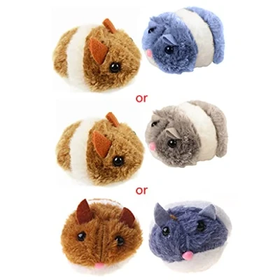 Image of GUOJFEN Pull String Mouse Vibrating Movable Interactive Toy Fluffy Plush Mice for Cats Kitten Pets