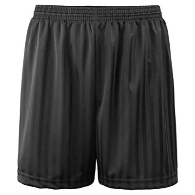 Image of Hiffy Kids Unisex Shadow Stripe Gym Sports Games School PE Shorts Age 2 13 Years (Black, Years)