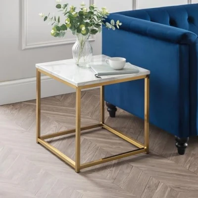 Image of Julian Bowen Scala Lamp Table White Marble &amp; Gold Tables