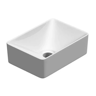 Image of Durovin Bathrooms Cloakroom Ceramic Bathroom Basin Countertop Sink Compact Vessel Rectangular (300 x 215 95mm)