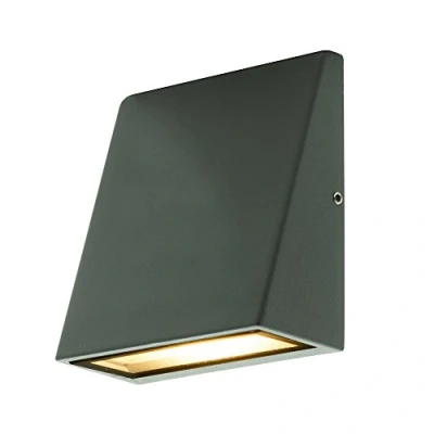 Image of Luceco Eco Exterior Decorative Wedge LED Wall Light, 11 x 9.5 5 cm, 3 Watts, Grey Slate, Black, LEXD3WDG3 01