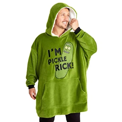 Image of Rick and Morty Oversized Hoodie Blanket for Men, Gifts (Green)