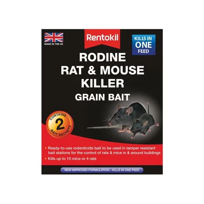 Image of Rentokil Rodine Rat &amp; Mouse Killer Grain Bait 2 Sachet
