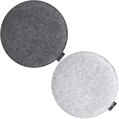Image of DuneDesign 2 round Felt Cushions for chairs Ø 35 x 3 cm warm reversible Grey