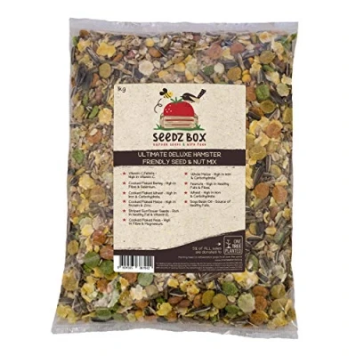 Image of Hamster Food Seed Nut Feed Mix 1kg SeedzBox Deluxe Forage Natural Healthy For Pet Hamsters Gerbils and Mice Sunflower Seeds Peanuts Maize Barley Vitamin C