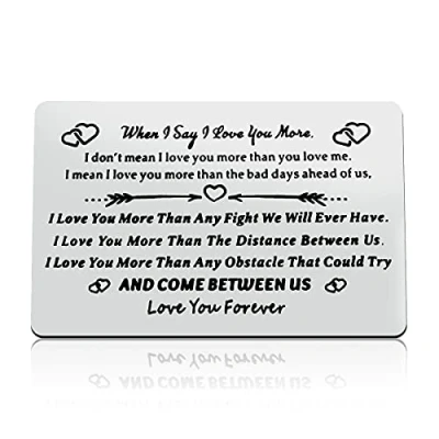 Image of Engraved Wallet Card for Boyfriend Fiance Husband I Love You Gifts Him Valentines Day Wedding Anniversary Christmas Birthday