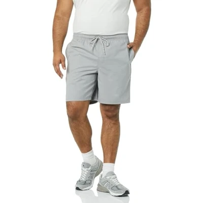 Image of Amazon Essentials Men&#039;s 8&quot; Inseam Relaxed Fit Drawstring Walk Short (Available in Plus Size), Light Grey, S