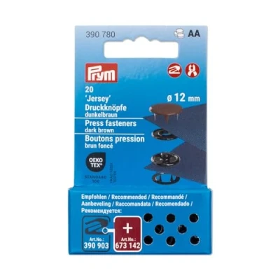 Image of Prym 390780 12 mm Jersey Poppers Dark Brown Compatible with Vario Creative Tool