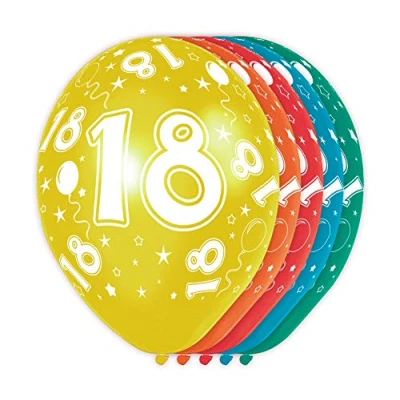 Image of Folat 19318 18th Birthday Balloons 5 pieces, Multi Colors