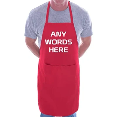 Image of Print4U Personalised Apron Your Text here Any Words BBQ Cooking Red