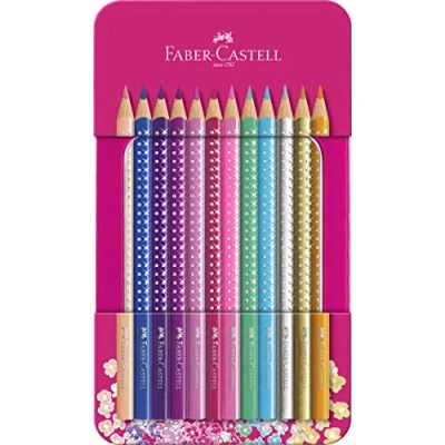 Image of Faber Castell Sparkle Colour Pencils Tin of 12