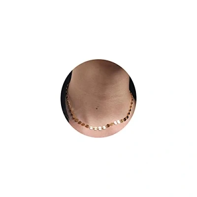 Image of Sttiafay Sequins Choker Necklace Discs Charm Clavicle Gold Chain Short Jewelry for Women and Girls (Gold)