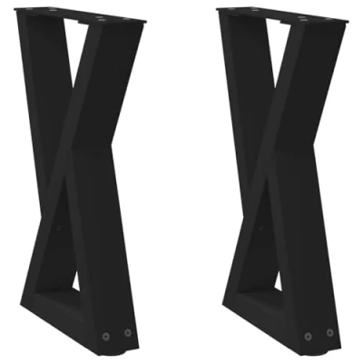 Image of vidaXL Coffee Table Legs Black Steel Supports with Adjustable Levellers, 38x(42 43.3) cm for Custom Tables/Benches Modern Geometric Style Living Room/Office