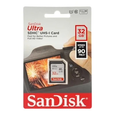Image of SanDisk SDSDUNR 032G GN6IN Ultra 32 GB SDHC Memory Card up to 90MB/s, Class 10 UHS I