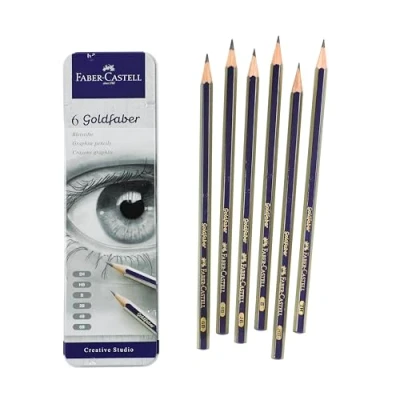 Image of Faber Castell Graphite Sketch Pencil Set 6 Pencils (2H, HB, B, 2B, 4B, 6B), Drawing and Sketching Supplies