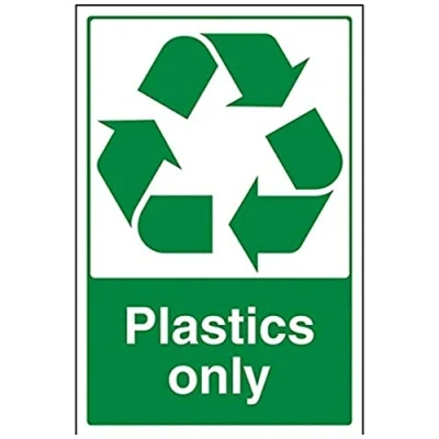 Image of V Safety Plastics Only Recycling Sign 200mm x 300mm 1mm Rigid Plastic