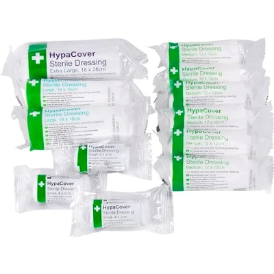 Image of HypaCover Sterile wound Dressings, Assorted Pack of 12 Bandages with Dressing Pad