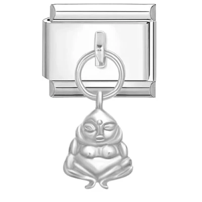Image of Quiges 9mm Italian Style Charm Link Module Stainless Steel Hanger Buddha for Bracelets