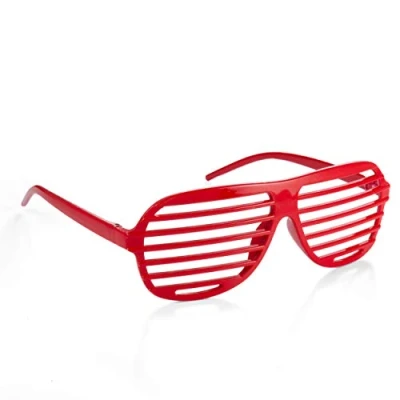 Image of Komonee Red Shutter Shades Fun Novelty Plastic Party Retro Fancy Dress Costume Prop Rave Club Eyewear Disco Adults 80&#039;s Sunglasses