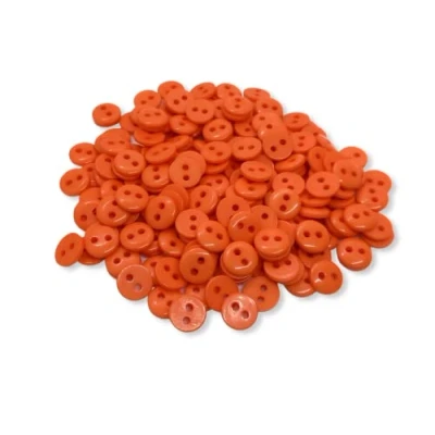 Image of (Pack of 100) Orange 9mm Buttons 2 Hole Small Round Plastic