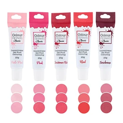 Image of Colour Splash Food Colouring Gels, Reds 5 Pack, Highly Concentrated Easy to Use Squeezy Tubes, Transform Plain Cakes Into Bright, Eye Catching Creations Multipack