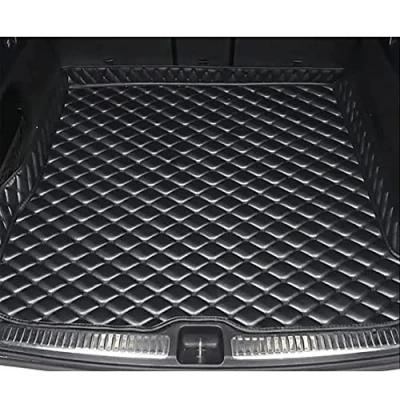Image of Car Leather Boot Liner Mats for Jaguar F Pace 2015 2020, Auto Rear Trunk Carpet Protector Pad Custom Artificial Waterproof Accessories,A/All Black